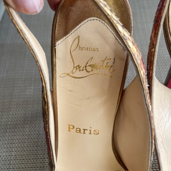 Christian Louboutin Snakeskin Snake Heels Slingback Pumps - Picture 4 of 9